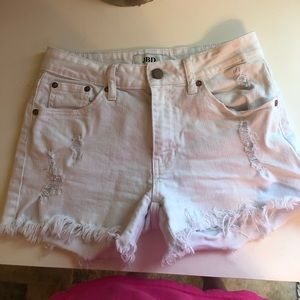 white distressed denim shorts